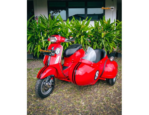 Sidecar Kit For Vespa Red Black Stripe Edition